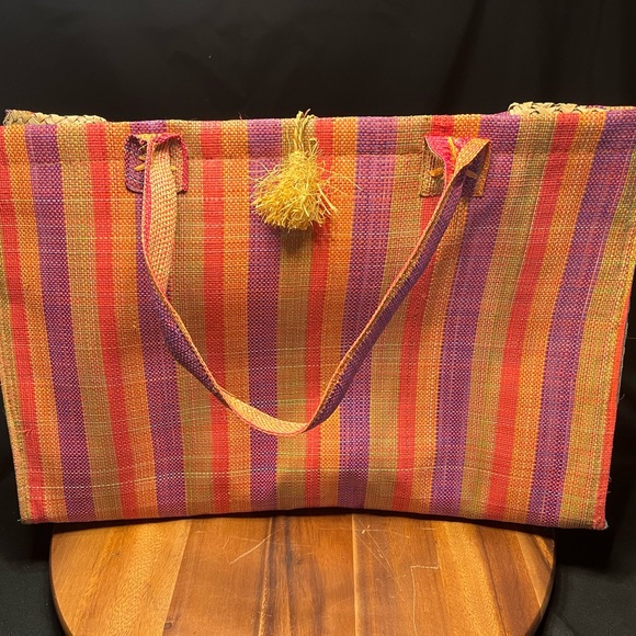 Colorful 20 inch Straw Tote Bag - Picture 3 of 3